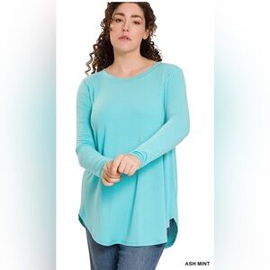 New!Plus Size Women's Ash Mint Long Sleeve Top Size 1X 2X 3X